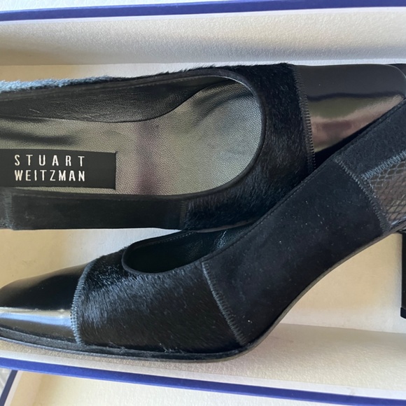 Stuart Weitzman Anna Black Peau Pump Heels, sz 8 - Picture 8 of 13